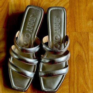 Jimmy choo silver wedge sandals worn once